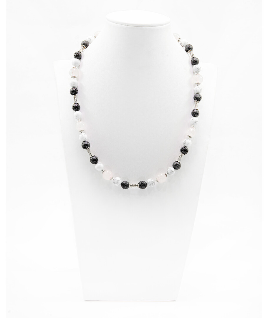 Exclusive necklace "Cassiopeia" Lava, Kahalong, Rose quartz