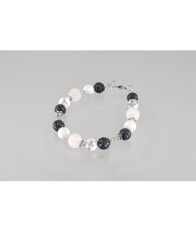 Exclusive bracelet "Cassiopeia" Lava, Kahalong, Rose quartz