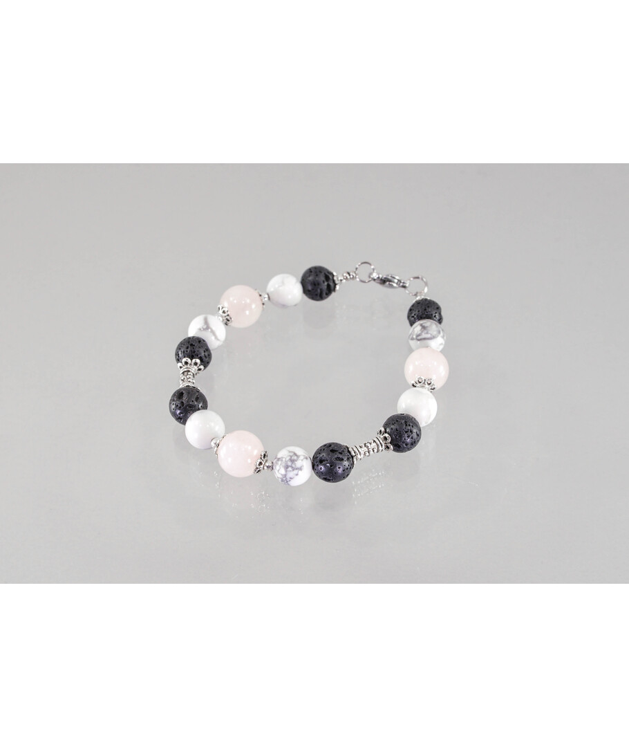 Exclusive bracelet "Cassiopeia" Lava, Kahalong, Rose quartz