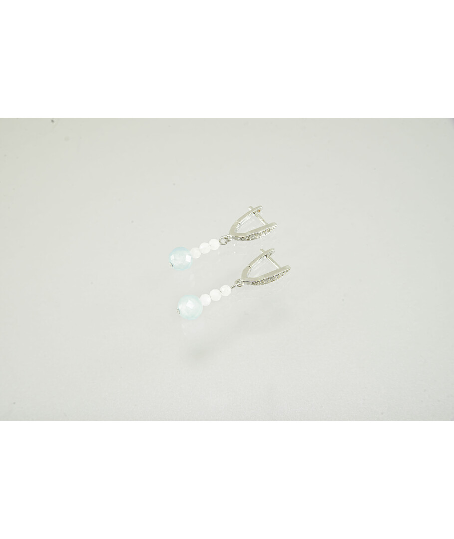 Exclusive earrings "Blakit" Quartz facet, Adulyar 