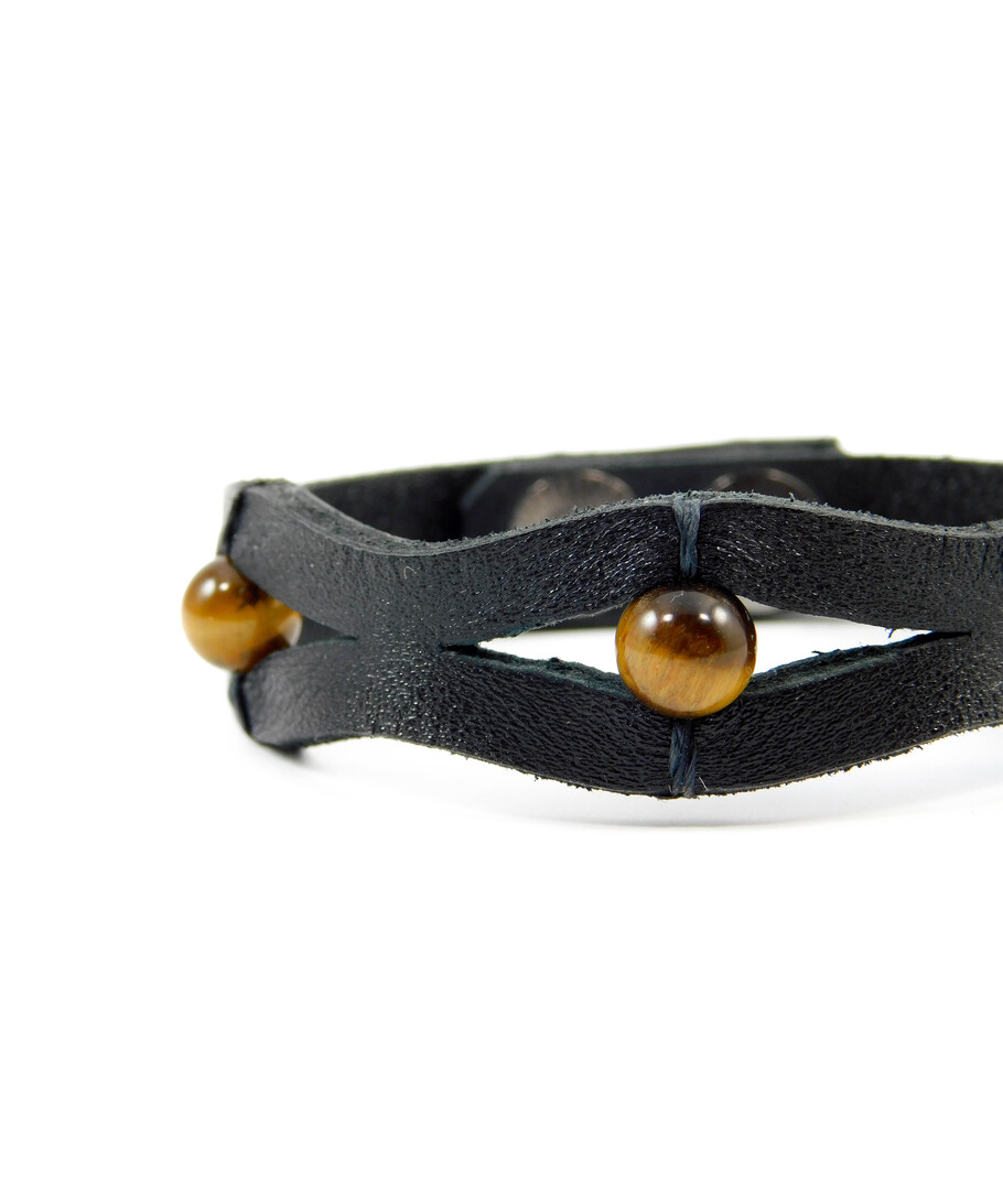 Exclusive leather bracelet Tiger's eye