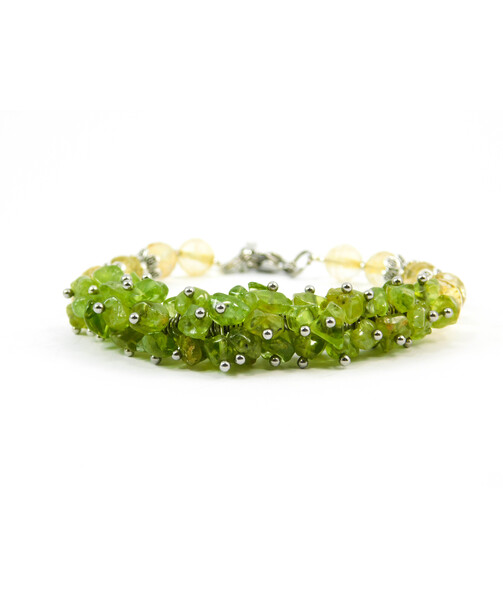 Exclusive bracelet "Virgo" Citrine facet, chrysolite crumb