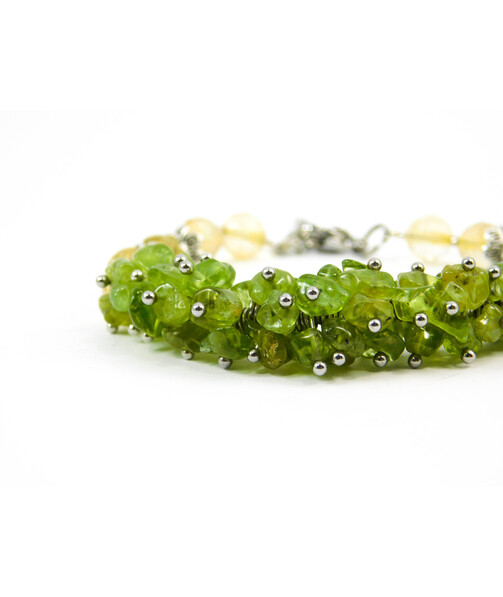 Exclusive bracelet "Virgo" Citrine facet, chrysolite crumb