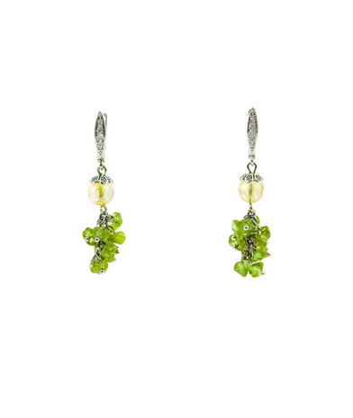 Exclusive earrings "Diva" Citrine facet, Chrysolite crumb