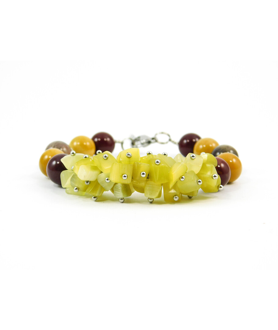 Exclusive bracelet "Virgo" Jasper sphere, Cat's eye crumb