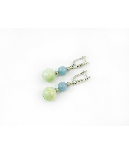 Exclusive earrings Onyx, Aquamarine sphere