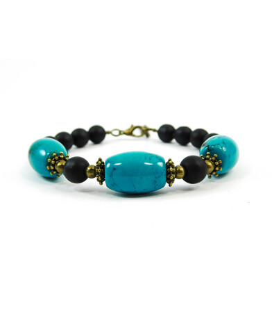 Exclusive bracelet "Shifrada" Turquoise, Shungite