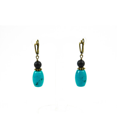 Exclusive earrings "Shifrada" Turquoise, Shungite 