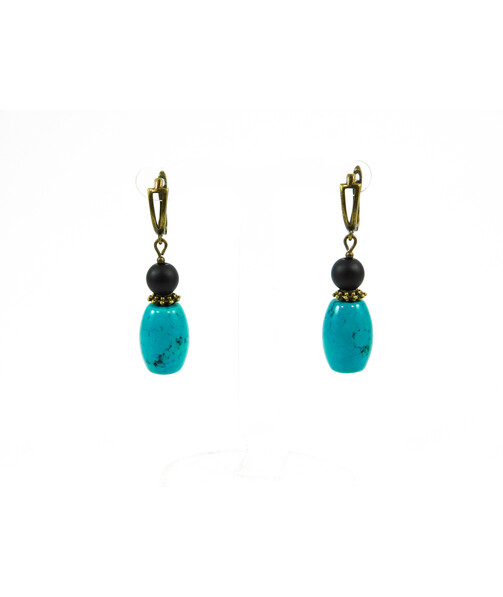 Exclusive earrings "Shifrada" Turquoise, Shungite 