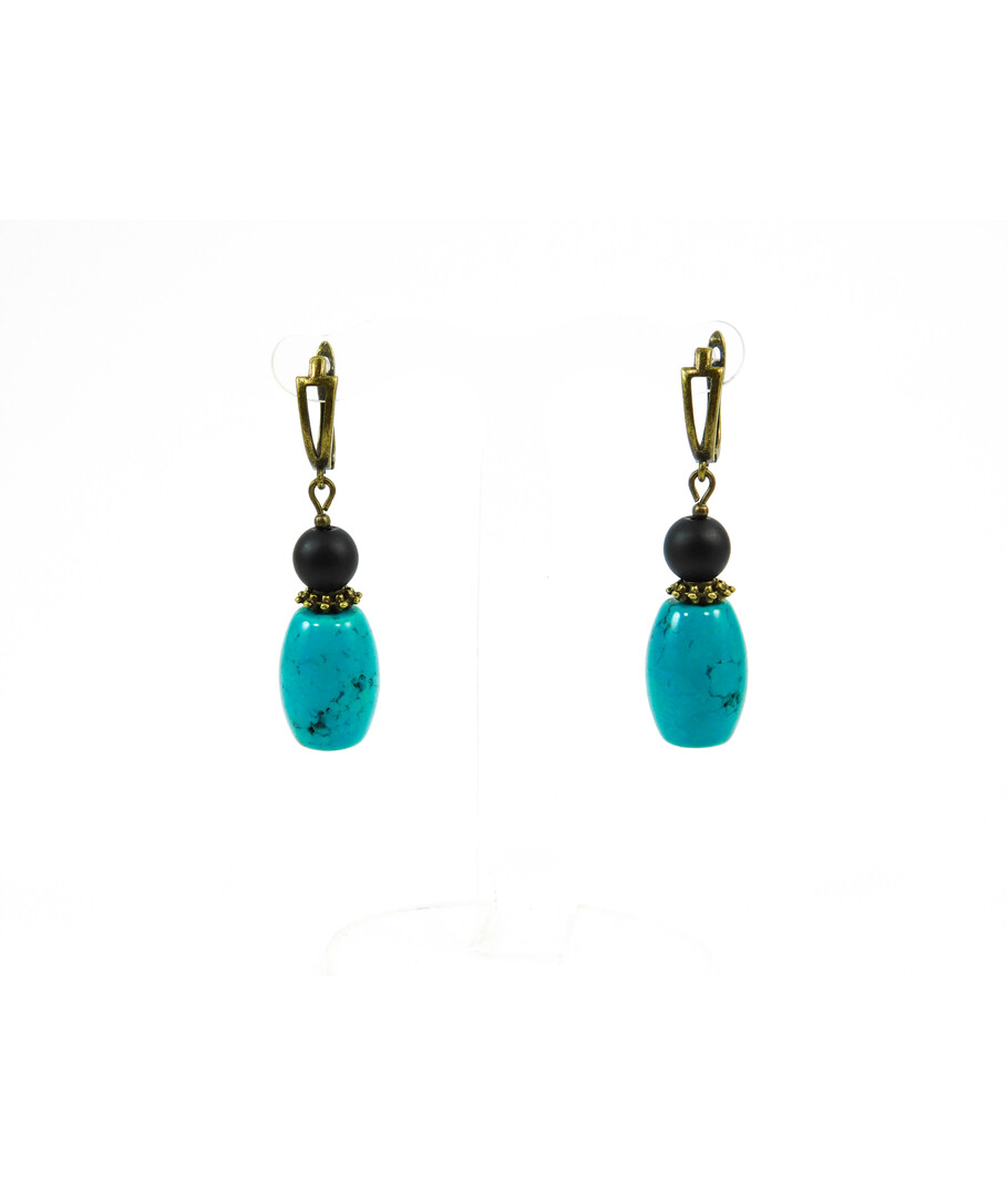 Exclusive earrings "Shifrada" Turquoise, Shungite 