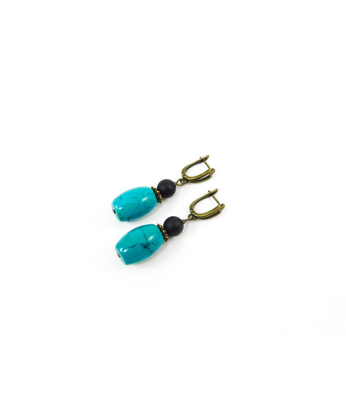 Exclusive earrings "Shifrada" Turquoise, Shungite 