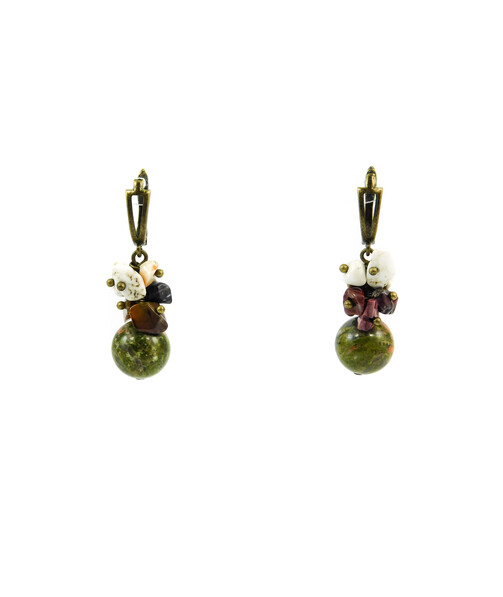 Exclusive earrings "Frape" Jasper sphere, crumb