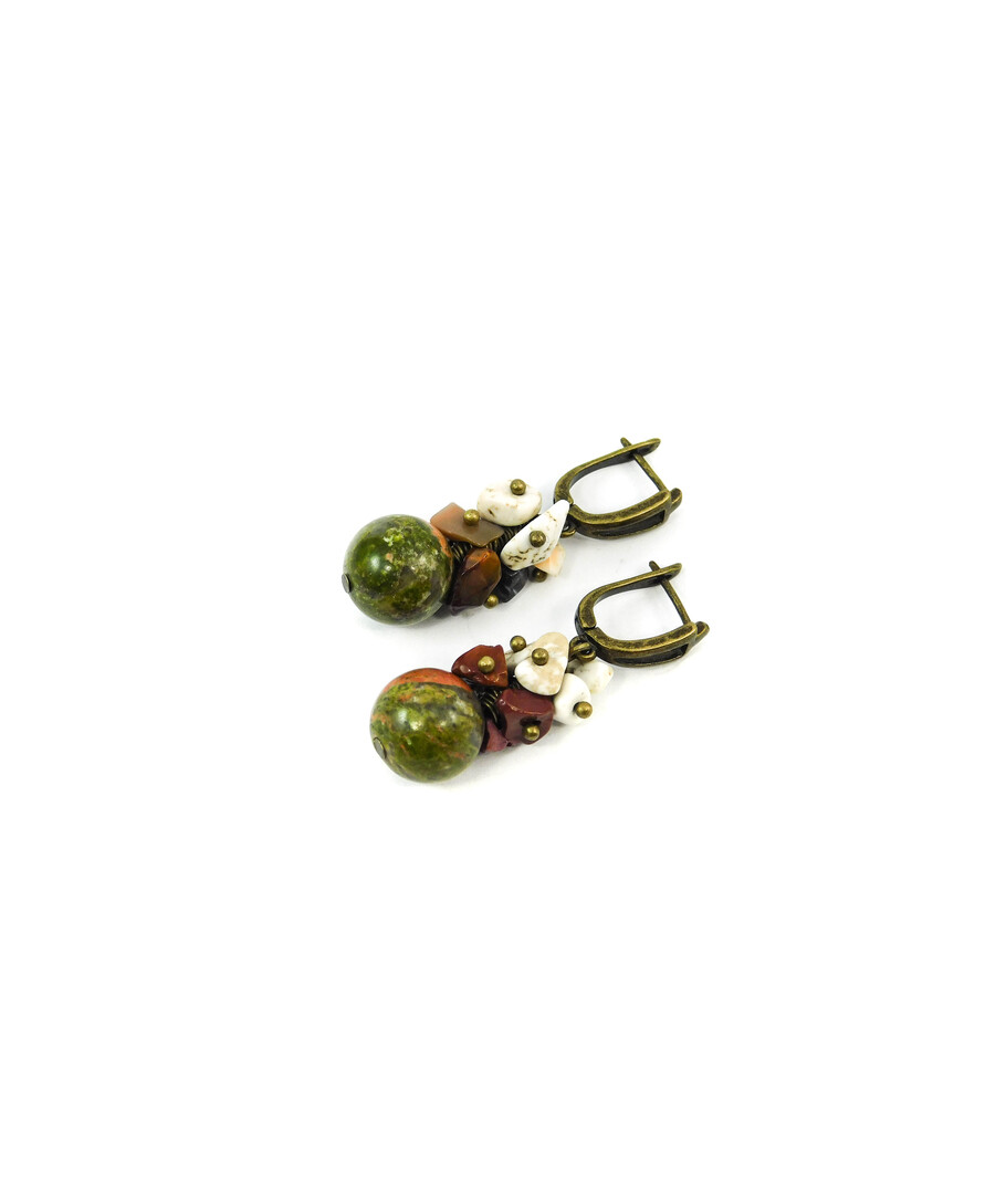 Exclusive earrings "Frape" Jasper sphere, crumb