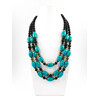 Exclusive necklace &quot;Shifrada&quot; Turquoise, Shungite 3-row