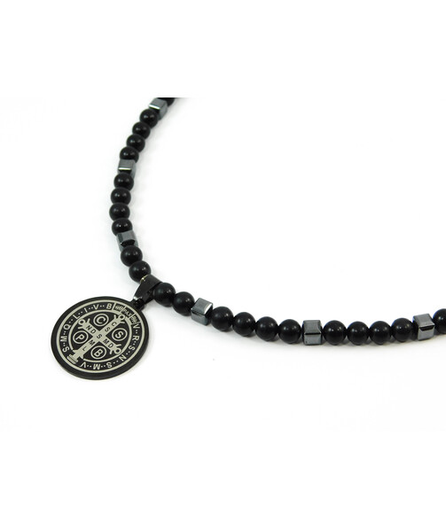 Exclusive necklace "Benedict" Shungite, Hematite