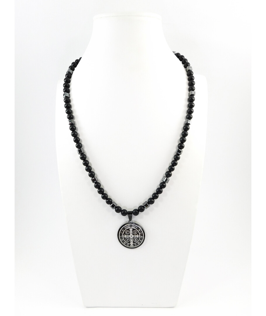 Exclusive necklace "Benedict" Shungite, Hematite