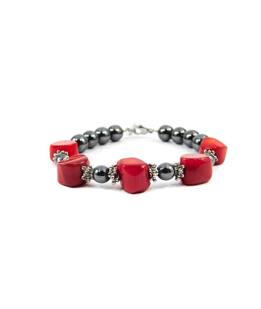 Exclusive bracelet "Georgina" Coral, Hematite