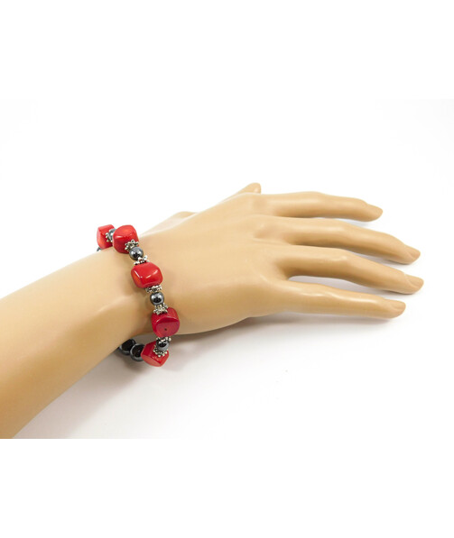 Exclusive bracelet "Georgina" Coral, Hematite