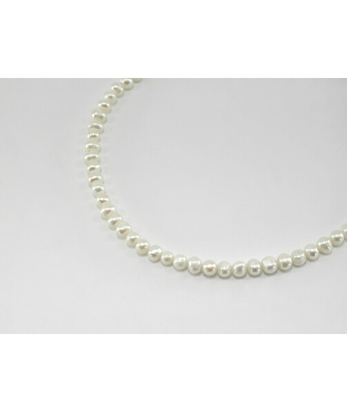 Necklace White pearls 6mm 37cm silver