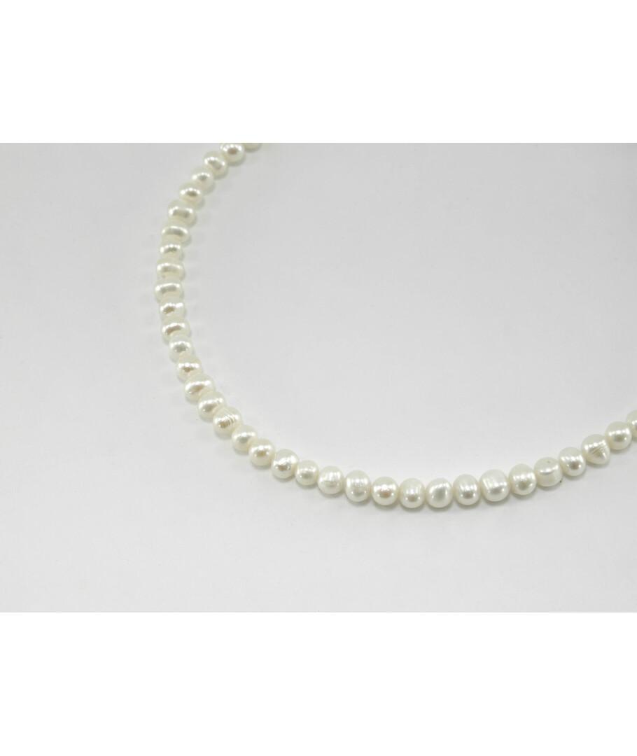 Necklace White pearls 6mm 37cm silver