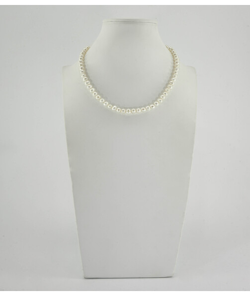 Necklace White pearls 6mm 37cm silver