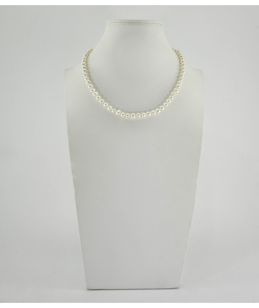 Necklace White pearls 6mm 37cm silver