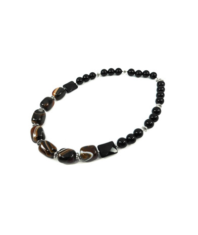 Exclusive necklace "Black dress" Agate brown