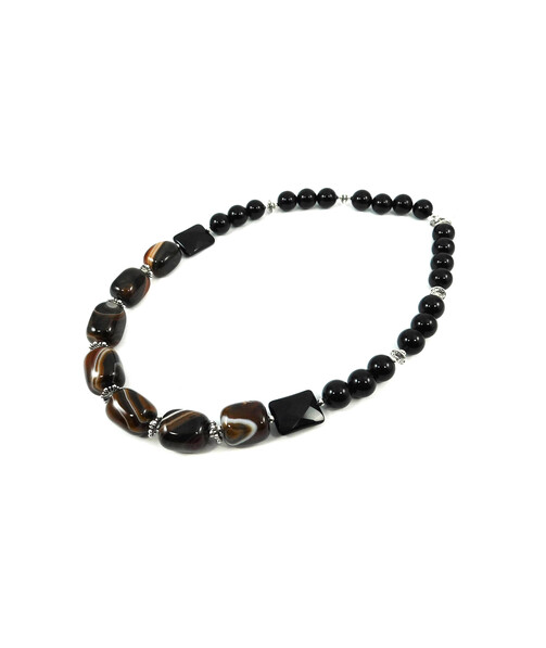 Exclusive necklace "Black dress" Agate brown