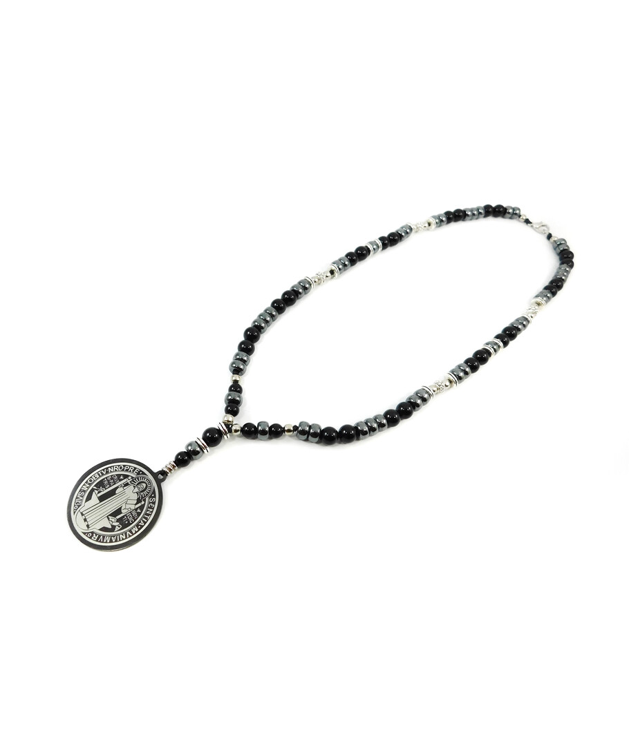 Exclusive necklace "Benedict" Agate, Hematite puck 