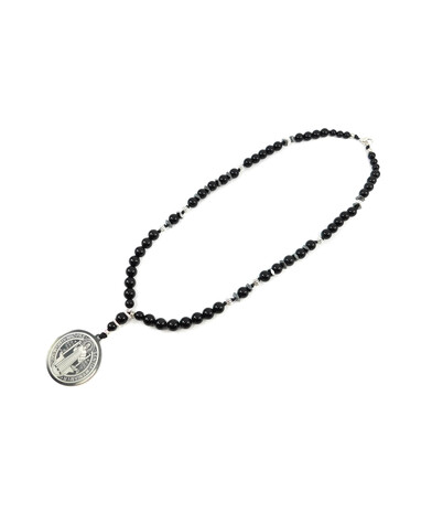 Exclusive necklace "Benedict" Agate, Hematite rondel