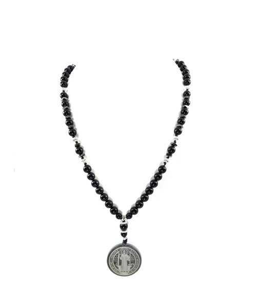 Exclusive necklace "Benedict" Agate, Hematite rondel