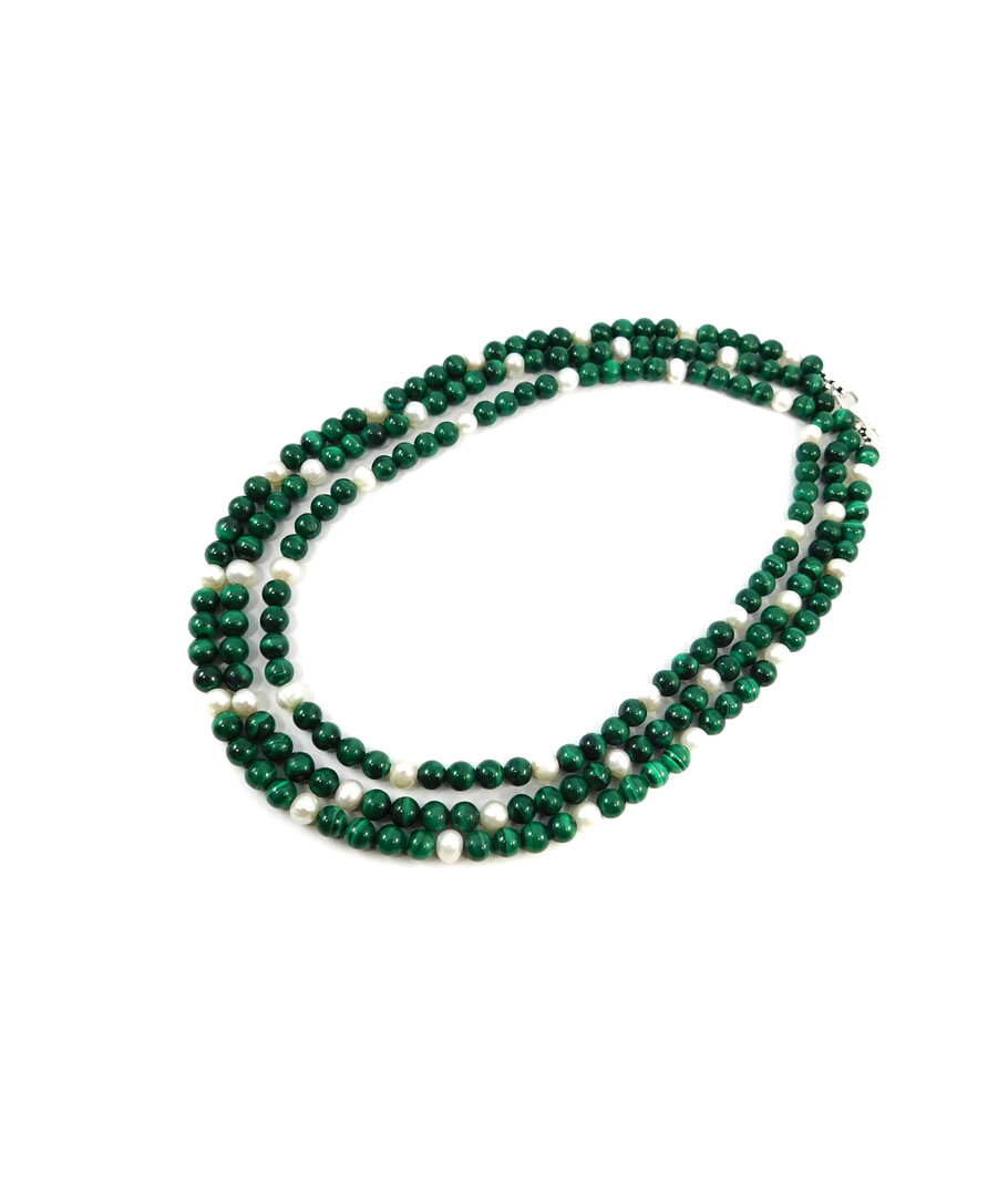 Exclusive necklace "Nymph" Malachite sphere, Pearls 