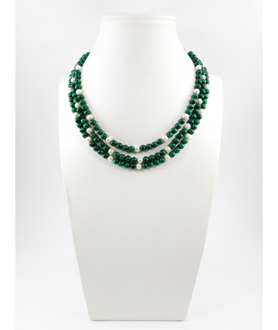 Exclusive necklace "Nymph" Malachite sphere, Pearls 