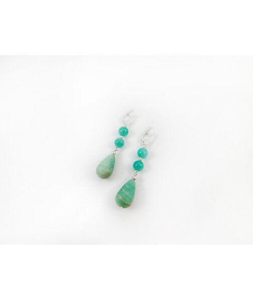 Exclusive earrings "Luxury" Amazonite silver drop