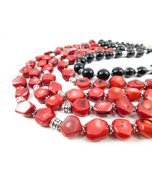 Exclusive necklace "Ancient Coral" Logging coral, Agate sphere 