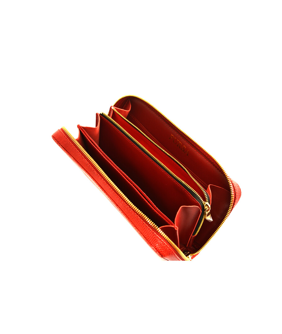 Wallet Leather Italy, red, one lock