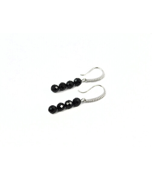 Earrings Tourmaline sherl face, silver