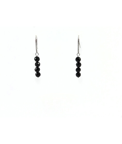 Earrings Tourmaline sherl face, silver