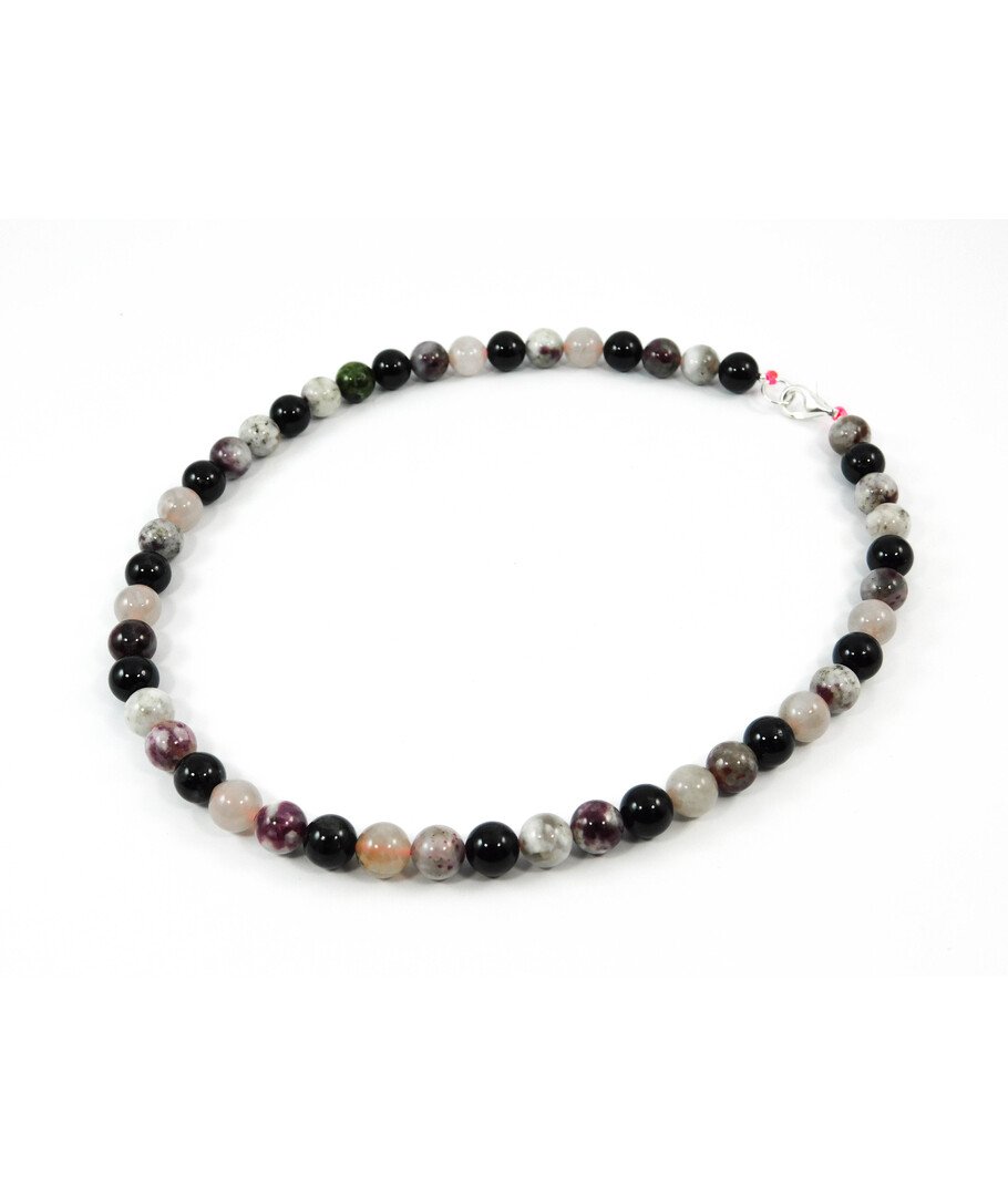 Colored tourmaline necklace, silver