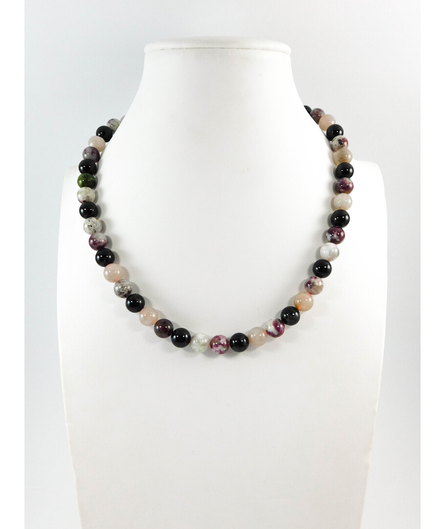 Colored tourmaline necklace, silver