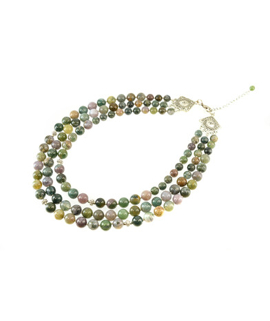 Exclusive necklace "Green eyes", Jasper sphere