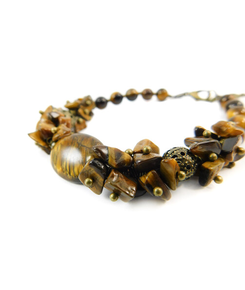 Exclusive bracelet "Unruly" Tiger's eye crumb, sphere