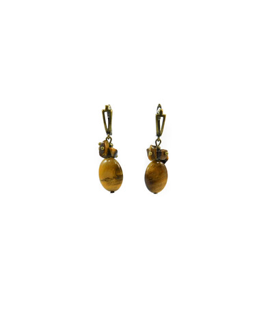 Exclusive earrings "Nepokirna" Tiger's eye crumb, oval