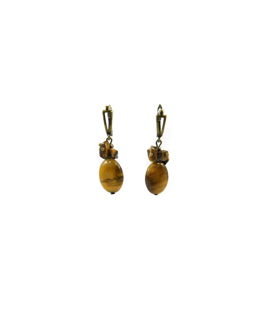 Exclusive earrings "Nepokirna" Tiger's eye crumb, oval