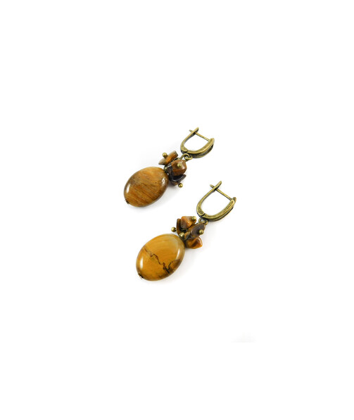 Exclusive earrings "Nepokirna" Tiger's eye crumb, oval