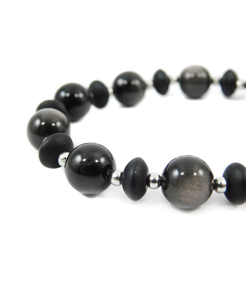 Exclusive bracelet "Altair" Obsidian, Shungite rondel