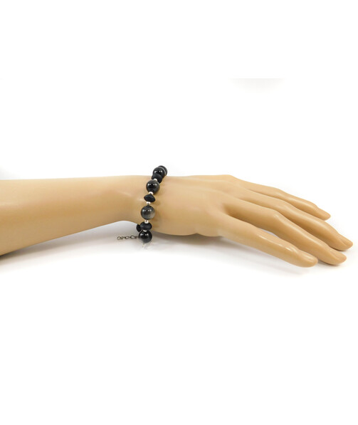 Exclusive bracelet "Altair" Obsidian, Shungite rondel