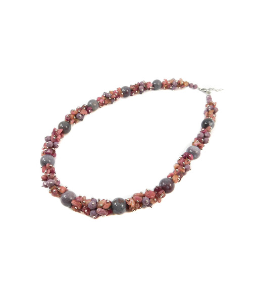 Exclusive necklace "Blooming Orchid" Jasper sphere, Tourmaline crumb