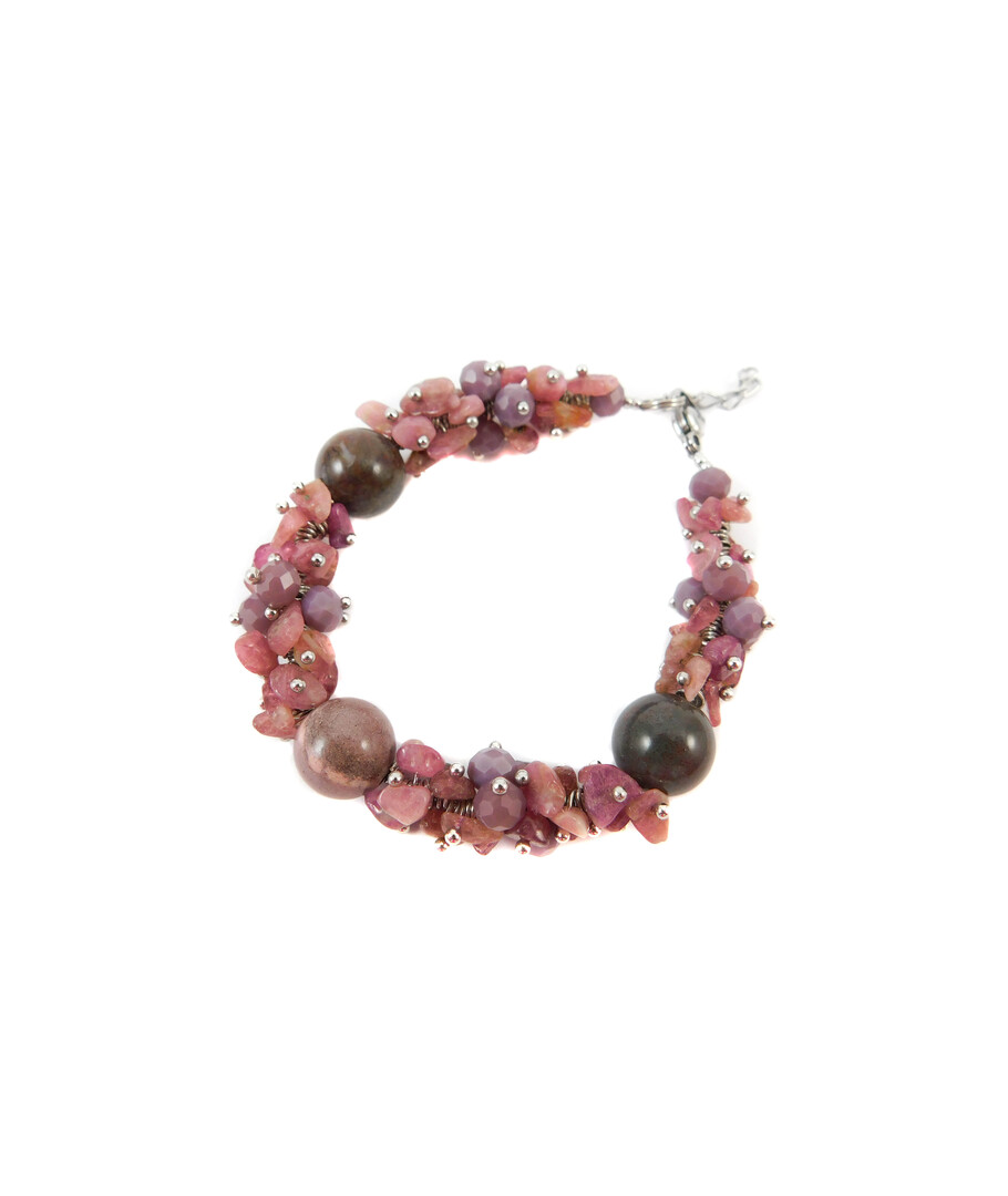 Exclusive bracelet "Blooming Orchid" Jasper sphere, Tourmaline crumb