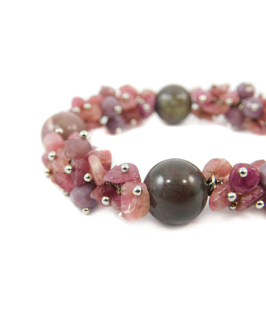 Exclusive bracelet "Blooming Orchid" Jasper sphere, Tourmaline crumb